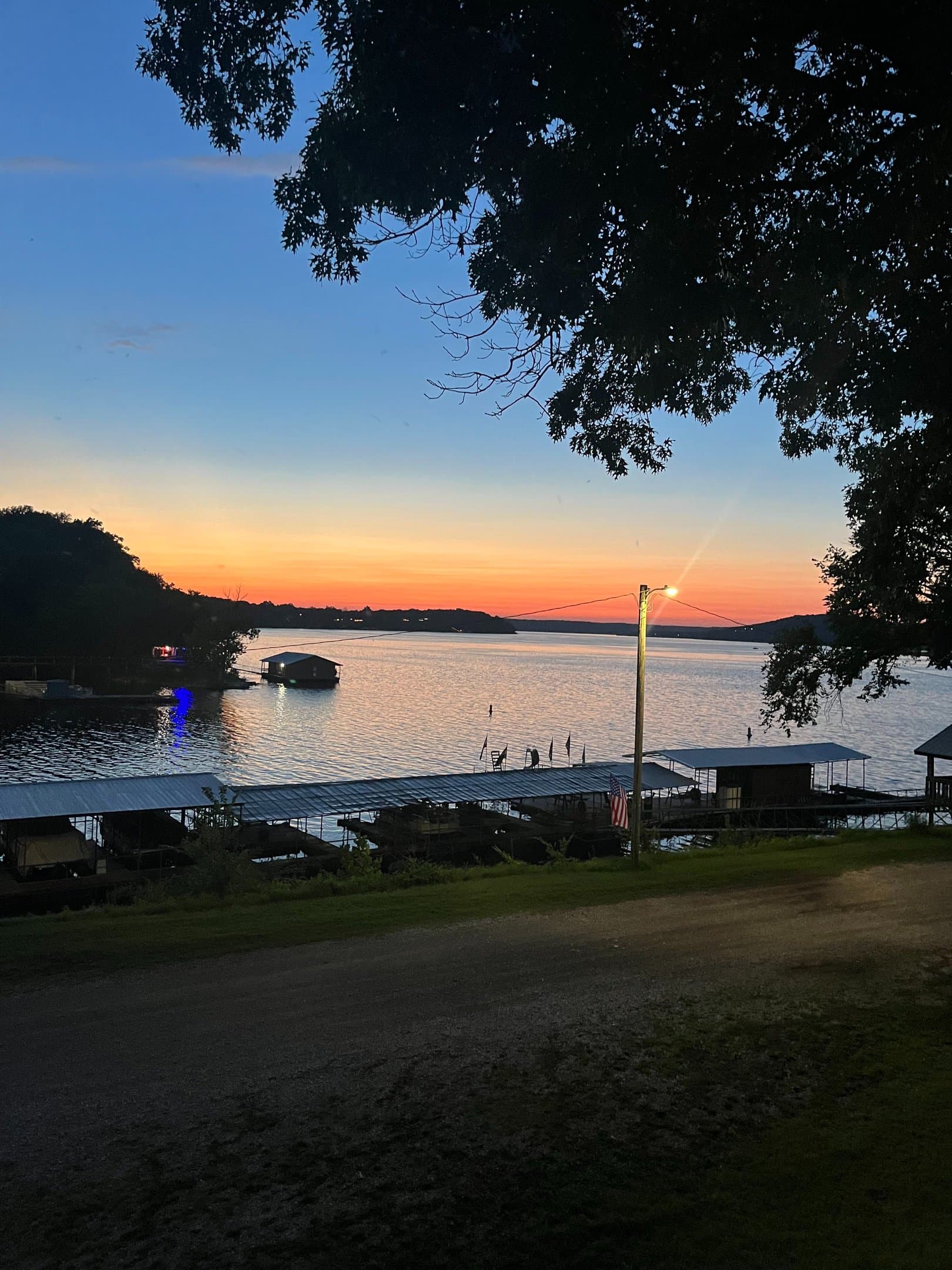 The dock on the Elk River arm of Grand Lake